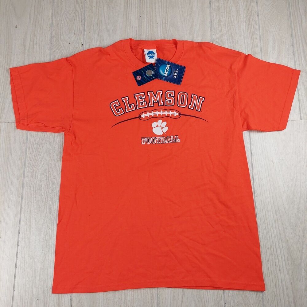 Clemson Tigers Football Tshirt Mens Large Orange Short Sleeve Cotton NCAA NWT